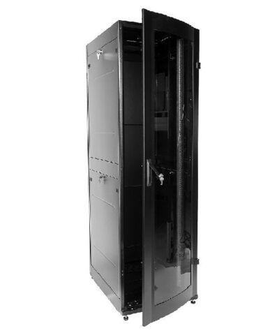 Шкаф телекоммуникационный напольный ЦМО ШТК-МП, IP22, 42U, 1869х600х800 мм (ВхШхГ), дверь: стекло, цвет: чёрный