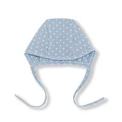1548-242 Чепчик из муслина (горошек на голубом)