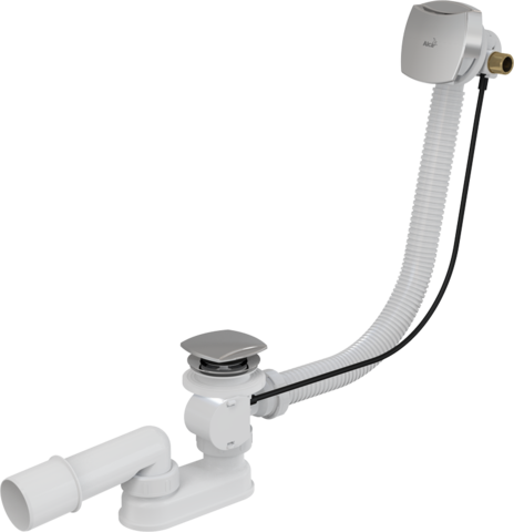 Сифон для ванны с напуском воды через перелив,  пластик хромированный, арт.A564CRM3-100 AlcaPlast