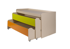 Кровать детская раздвижная 2 яруса с тумбой "Матрешка-2" цветная