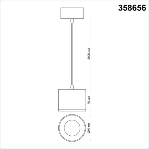 358656 OVER NT21 147 черный Подвесной светодиодный светильник, провод 2м IP20 LED 4000К 12W 220V PATERA