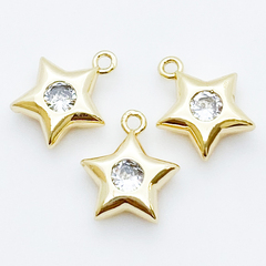 Подвеска Звезда, цвет золото, фианит, размер 13*11 мм, цена за 1 шт