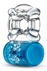 Синее эрекционное виброкольцо Pleaser Rechargeable C-Ring - 