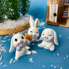 Заяц, зайчик с корзиной, фигурки декоративные, кукольные миниатюры, 3-3,8 см, набор 4 шт микс.