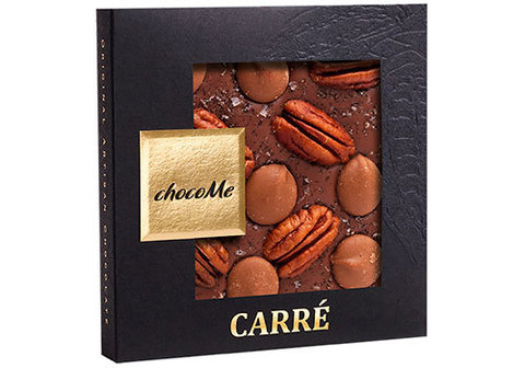 Молочный шоколад с ванильной морской солью из Таити, орехами пекан и карамелью, 50г