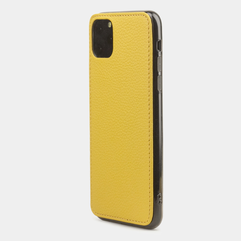 Чехол-накладка для iPhone 11 Pro Max из натуральной кожи теленка, желтого цвета