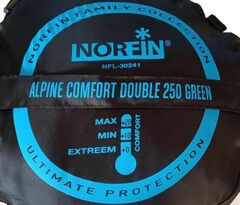 Мешок-одеяло спальный Norfin ALPINE COMFORT DOUBLE 250 Green