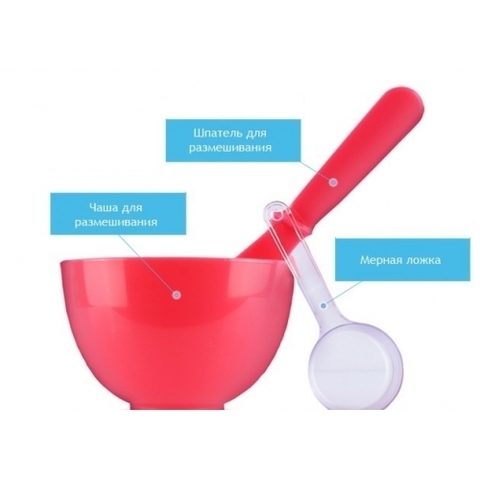 Anskin Tools Набор для нанесения альгинатных масок Beauty Set Red (Rubber Ball Small/Spatula middle/Measuring Cup)