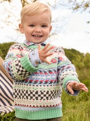Джемпер вязаный для мальчика Next N24-234, Зеленый, Молочный