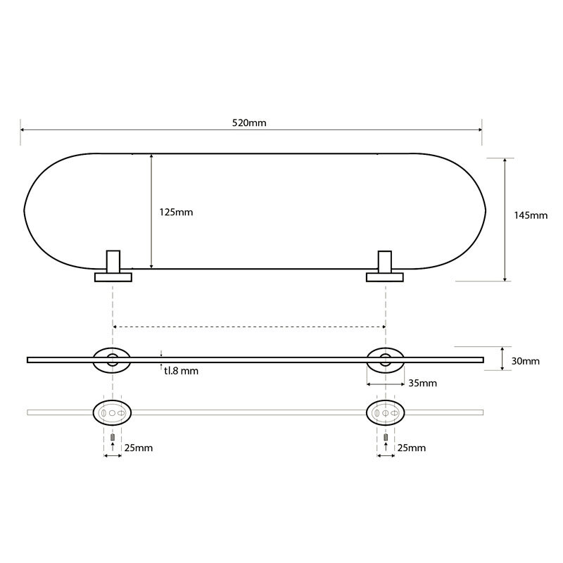 полка Bemeta из стекла 500 мм