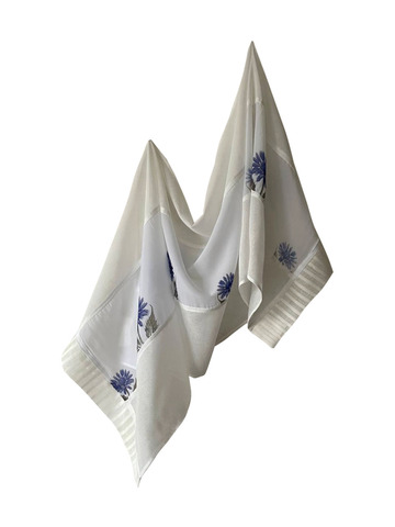 Палантин льняной, комбинированный с печатью 