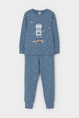 пижама  для мальчика  К 1621/синий джинс,звездочки