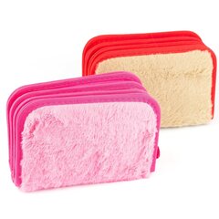 Пенал 3 отделения Alingar, искусственный мех, молния, 120 х 190 мм, "FLUFFY", микс (голубой,розовый, бежевый, шоколадный)