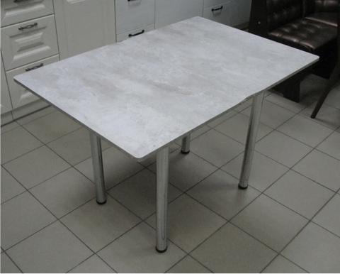 Стол Ломберный поворотно-раскладной с ящиком 780х580 (цемент светлый) ножки хром