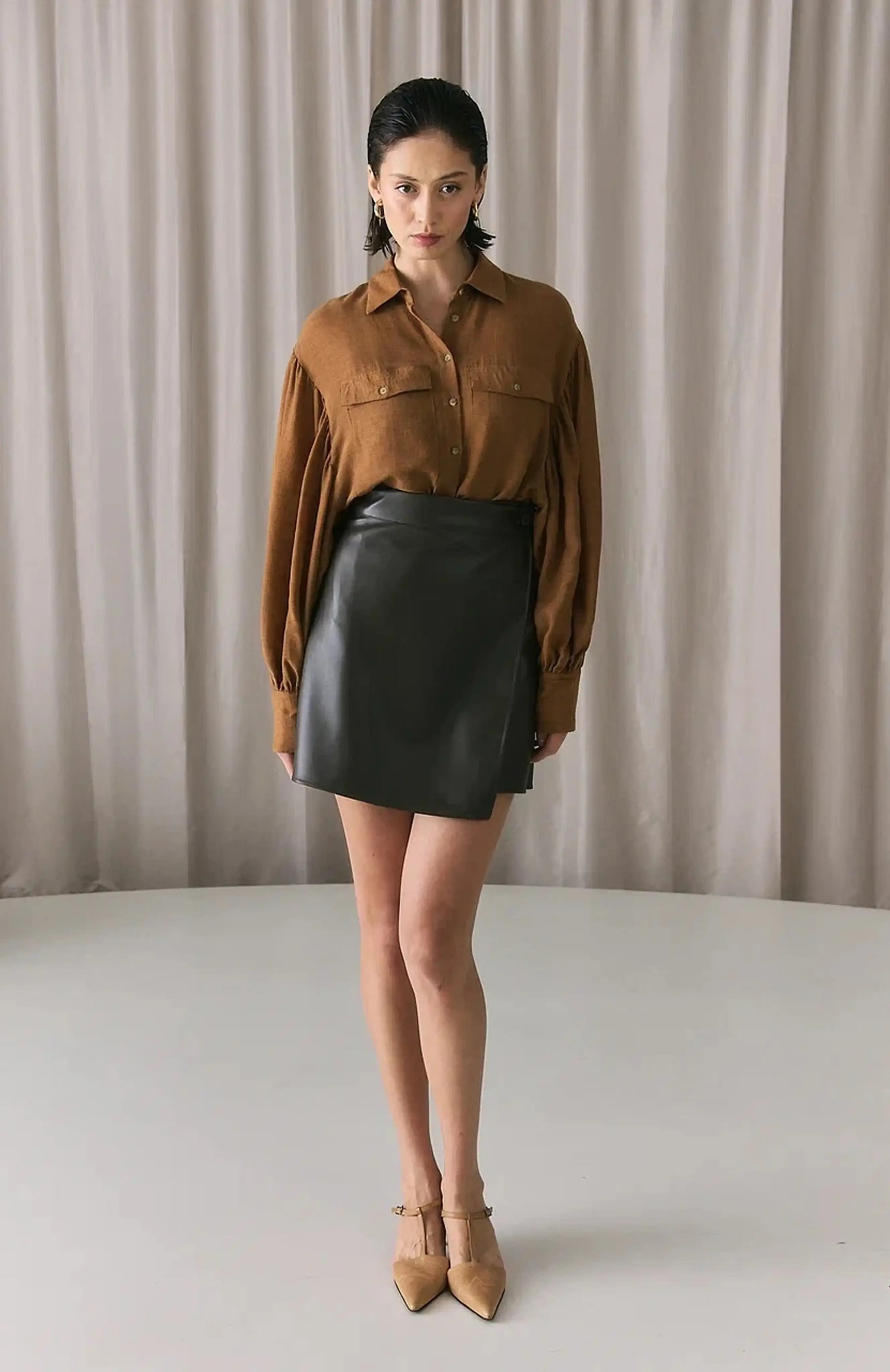 Кожаная мини юбка9