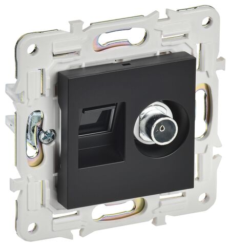 SKANDY Роз. двойная TV+RJ45 кат.6 SK-A15Bl черн. IEK