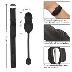 Черные вагинальные виброшарики с браслетом-пультом Wristband Remote Ultra-Soft Kegel System - 