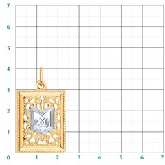 3156- Подвеска мусульманская прямоугольной формы из комбинированного золота 585 пробы