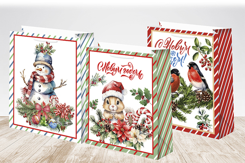 Пакет подарочный S вертикальный, С Новым годом, МИКС, 18*23*10 см (Д*В*Ш), 1 шт.