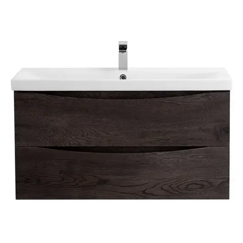 BelBagno MARINO-CER-N-900-2C-SO-RNG-P MARINO-CERN- База под раковину подвесная с двумя выкатными ящиками, Rovere Nature Grigio, 896x455x500, MARINO-CER-N-900-2C-SO-RNG-P