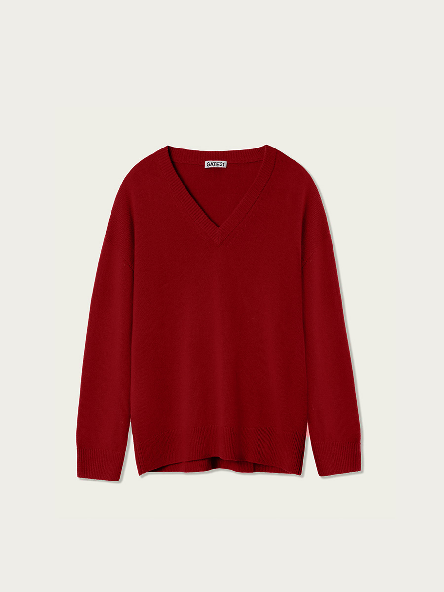 

Джемпер Алекса с V-вырезом, Красный