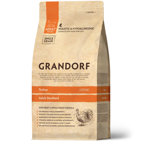 GRANDORF Индейка Для стерилизованных кошек и кастрированных котов
