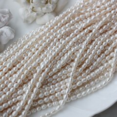 Жемчуг натуральный речной, рис, 4,8-6,8 мм, 1 нить, Ж022