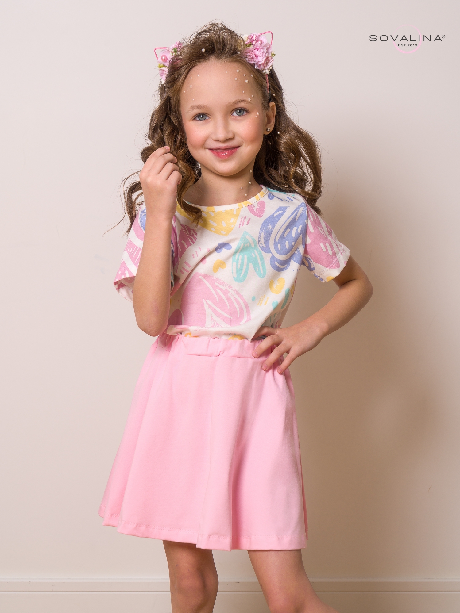 Костюм Мальвина SG акварельные сердечки-роза