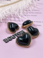 Пуговицы Сердце черные золото