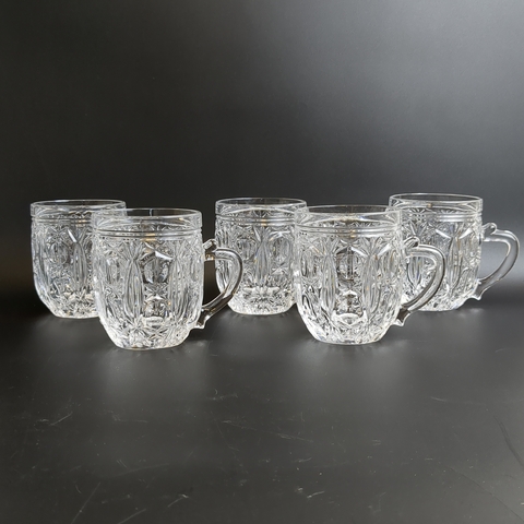 Кружки, бокалы пивные, бочонки набор из 5 штук, хрусталь, винтаж, алмазная грань, СССР 1960-1990 гг