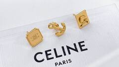 Комплект из трех сережек CELINE в форме лого качество lux
