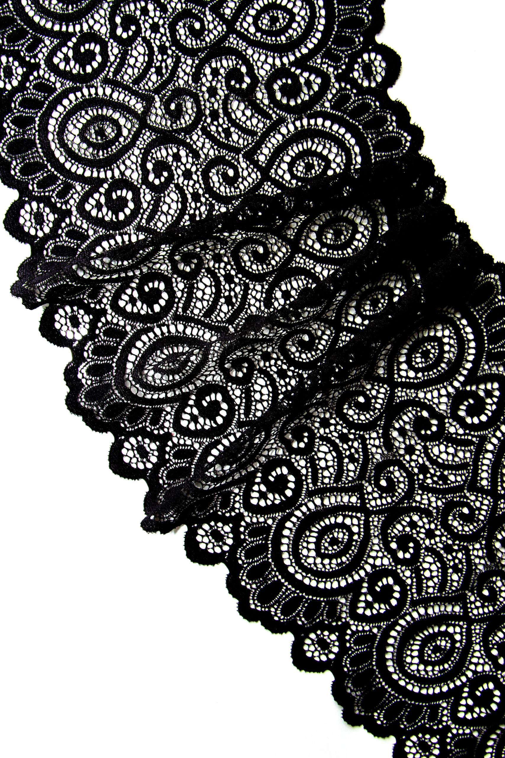 Эластичное кружево черное ширина 17 см