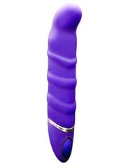 Фиолетовый перезаряжаемый вибратор с ребрышками PROVIBE - 14 см. - 