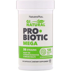 Nature's Plus, GI Natural, Probiotic Mega, пробиотики, 120 млрд КОЕ, 30 капсул