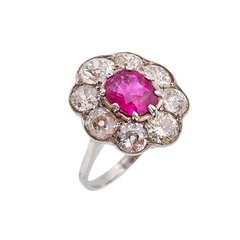 Кольцо с природными рубином и бриллиантами