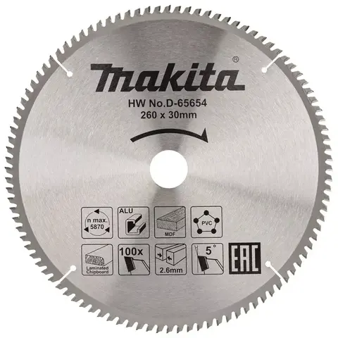 Пильный диск универсальный 260x30x2,6/1,8x80T Makita D-65648