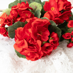Герань Красная, реалистичная, искусственные цветы, высота 36 см, набор 1 шт.