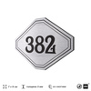 Номерок на дверь квартиры 382, для кабинета, офиса, шильдик 9 х 7 см, брашированная сталь, Айдентика Технолоджи