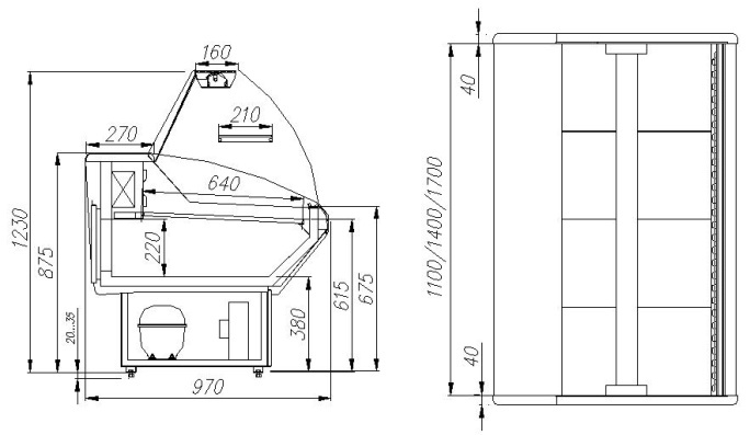 Витрина холодильная POLUS G95 SM 1,2-1 (ВХС-1,2)