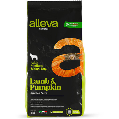 Сухой корм Alleva Natural Lamb&Pumpkin Medium/Maxi, для средних/крупных пород, ягненок/тыква, 2кг
