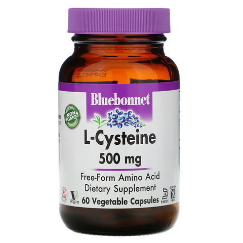 Bluebonnet Nutrition, L-цистеин, 500 мг, 60 растительных капсул
