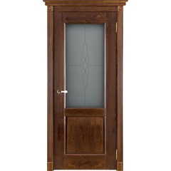 Купить Межкомнатная дверь массив дуба Селена античный орех остеклённая