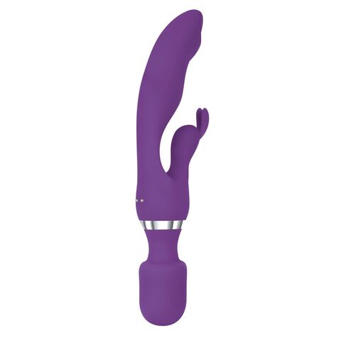 Фиолетовый двусторонний вибростимулятор G Motion Rabbit Wand - 25,4 см. - Adam & Eve AE-BL-0311-2