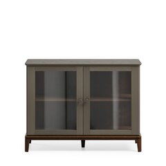 Низкая витрина CR160 Дуб тёмный, дымчатый кварц RAL 7039