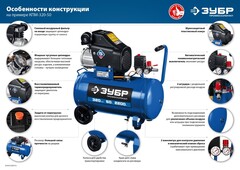 ЗУБР 400 л/мин, 50 л, 2200 Вт, масляный компрессор, Профессионал (КПМ-400-50)