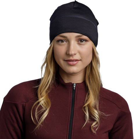 Картинка шапка-бини Buff Hat Wool Lightweight Solid Black - 2