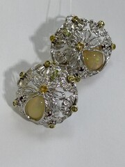 Опал (серьги из серебра с позолотой)