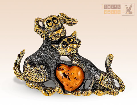 брошь Кот и Пес