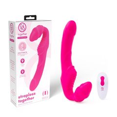 Розовый безремневой страпон на радиоуправлении Strapless Together - 22 см. - 