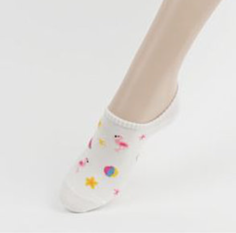 Sock Flamingo Fack Sock - White 1ea